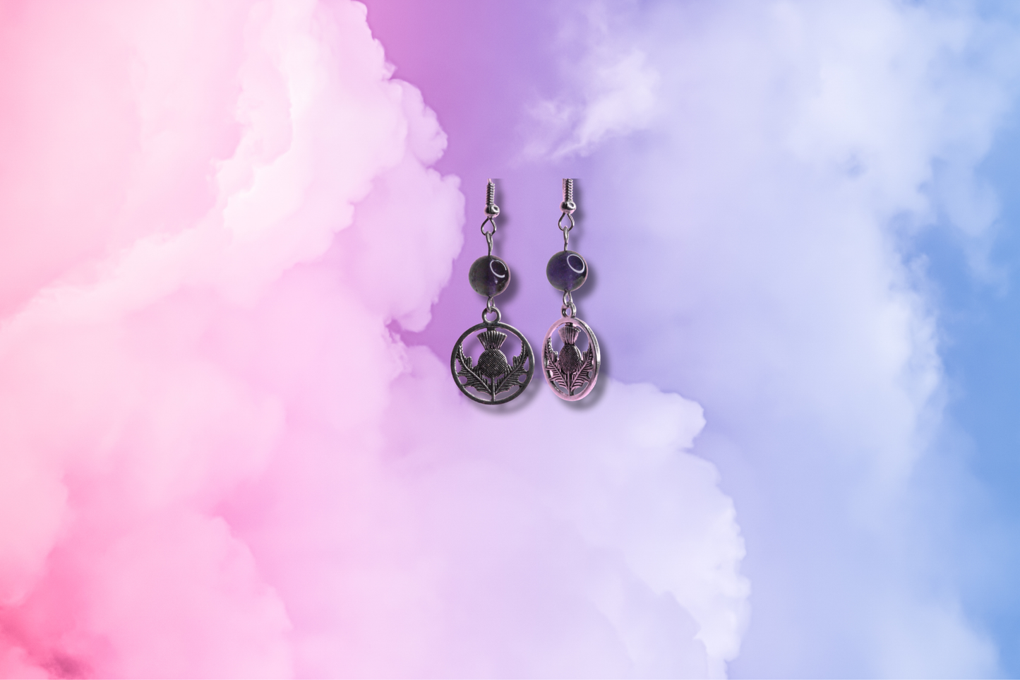 Scottish Thistle with Amethyst Earrings