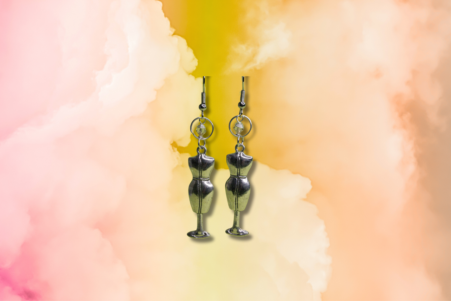 Mannequin with Pale Amber Swarovski Earrings