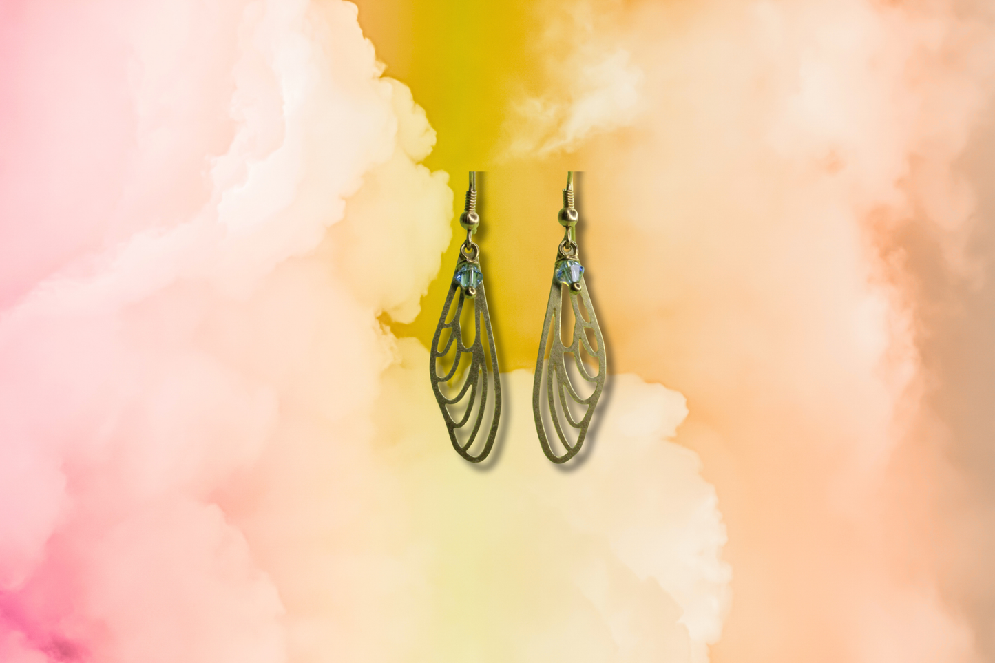 Dragonfly Wing with Blue Swarovski Earrings