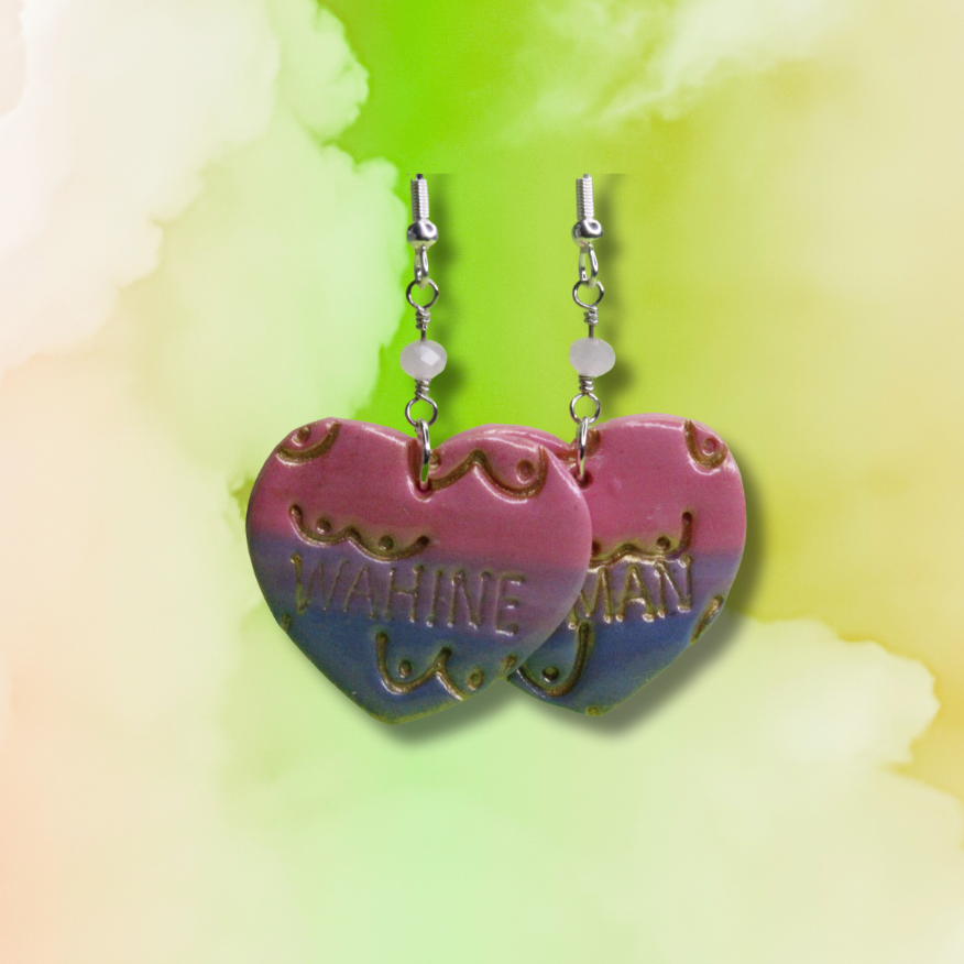 Pink & Blue Boob WAHINE/WOMAN Earrings