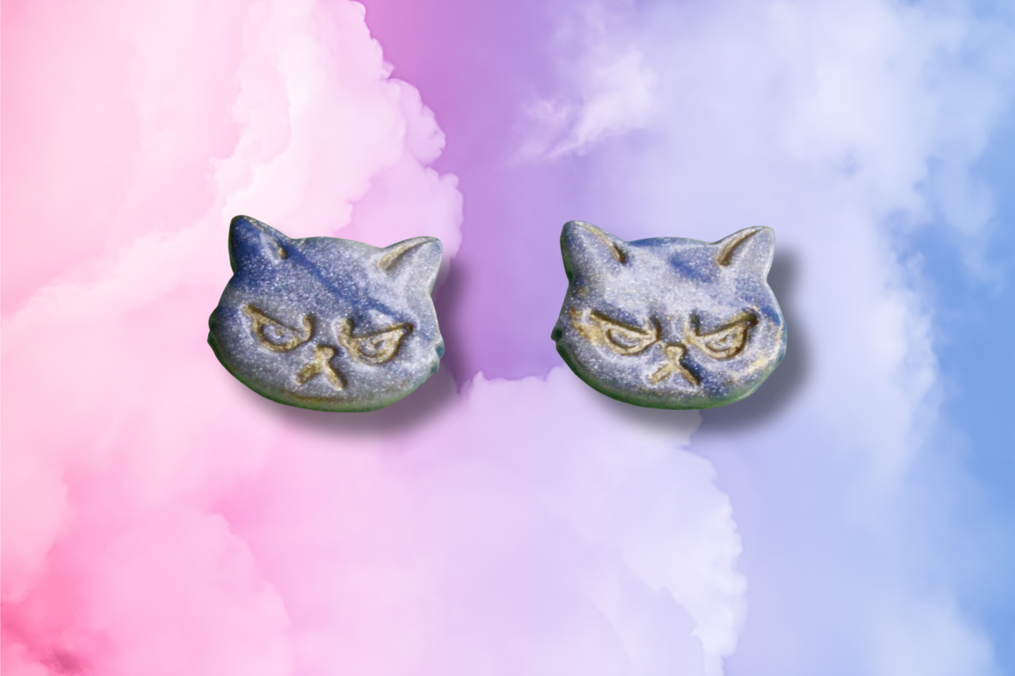 Blue Grumpy Cat Studs