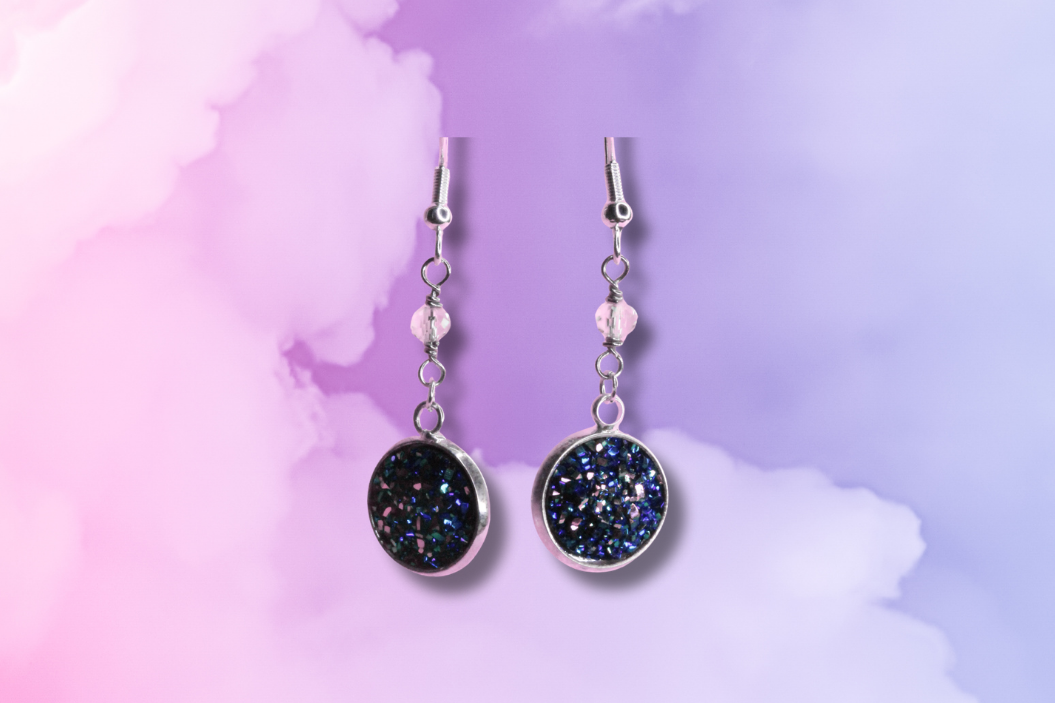 Blue Cluster Crystal Earrings