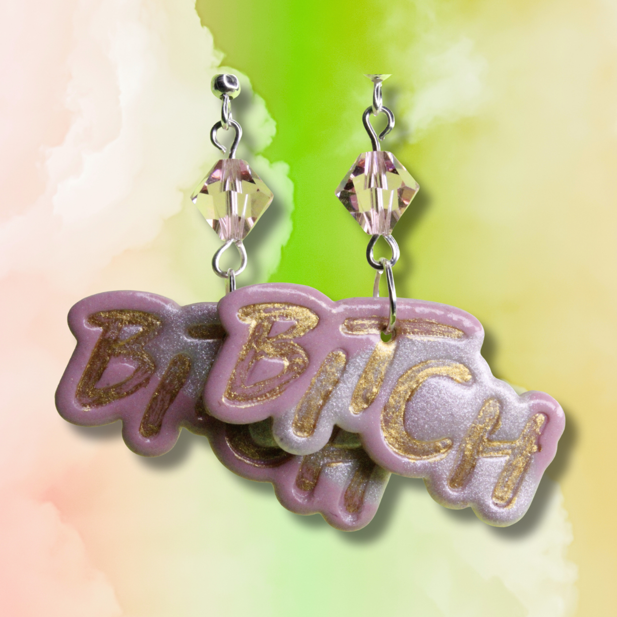 Pink BITCH Earrings