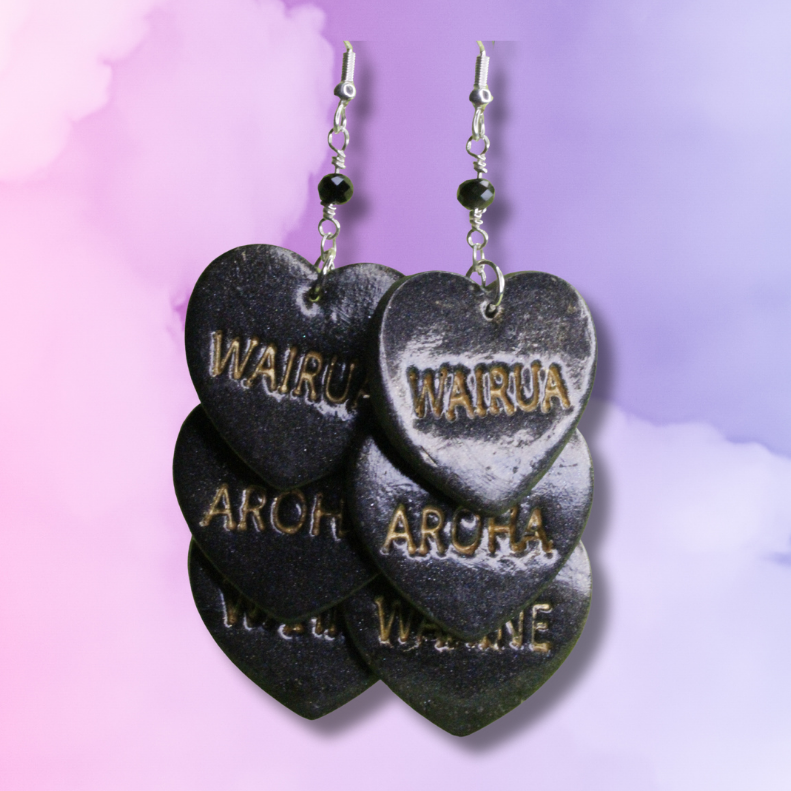 Black WAIRUA/AROHA/WAHINE Earrings