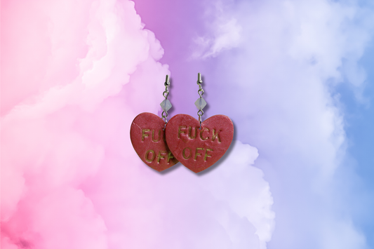 Pink LOVE Front and FUCK OFF Back with Frosted Pink Swarovski