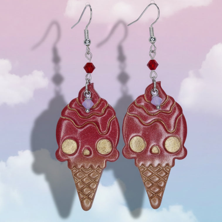 Ice-cream Skull Earrings