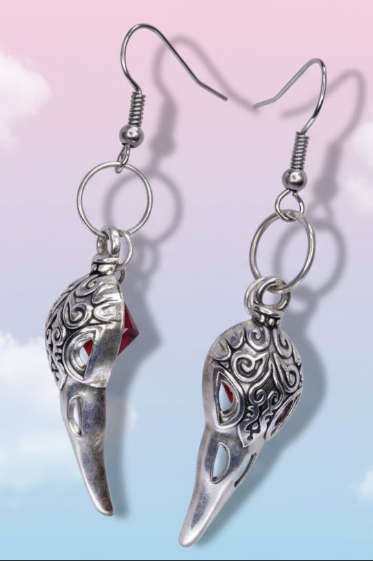 Filigree Bird Skull Earrings
