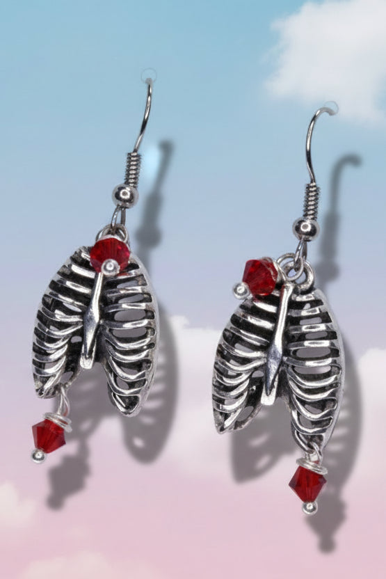 Ribcage and Blood Drop Earrings