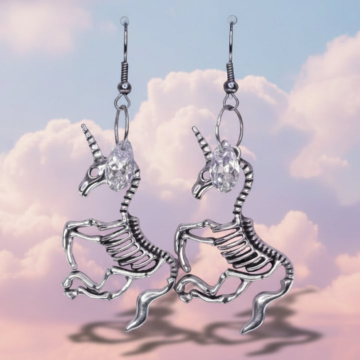 Unicorn Skeleton Earrings