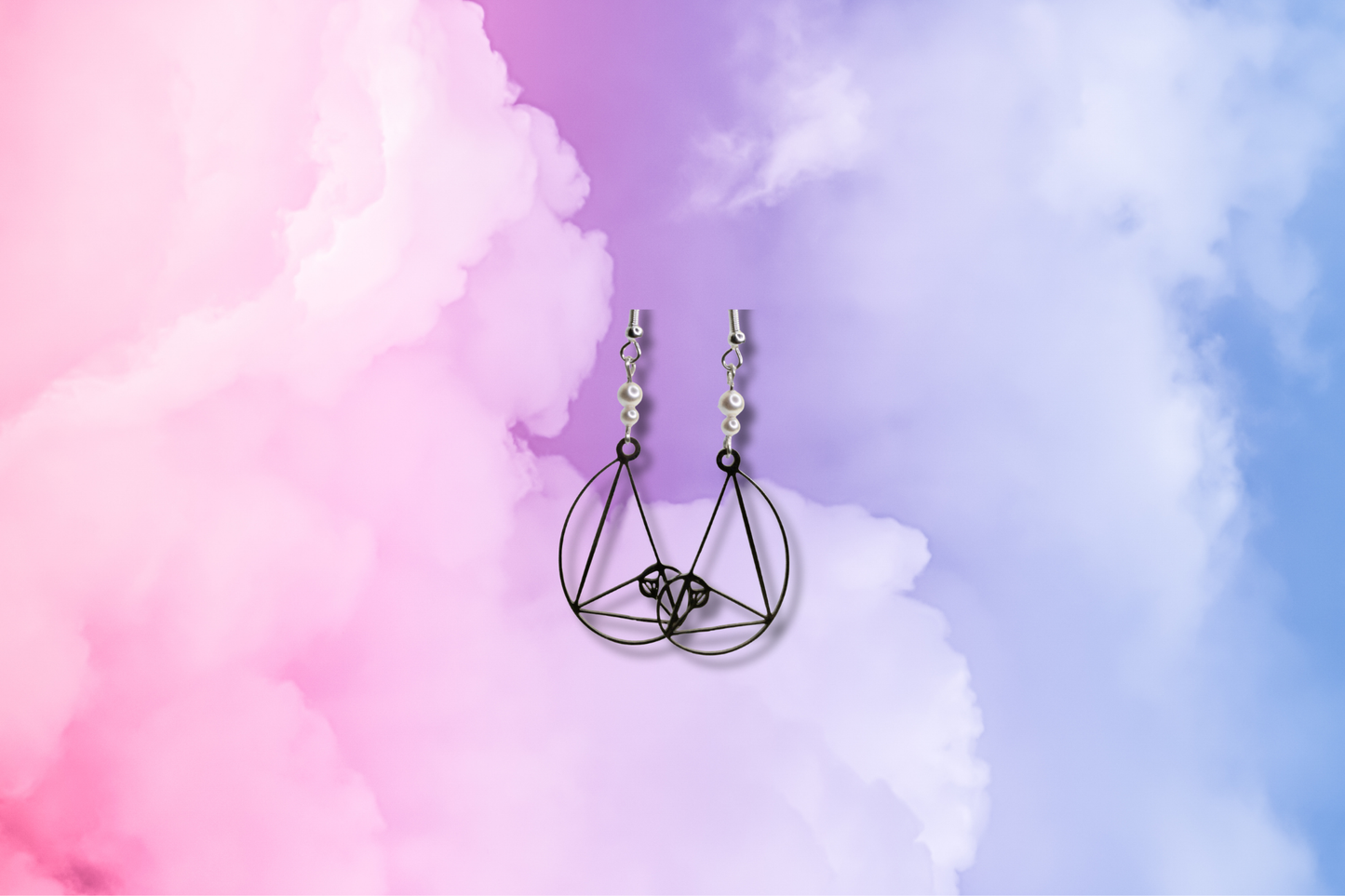 Silver Golden Mean (No Frame) with Pearl Swarovski Earrings