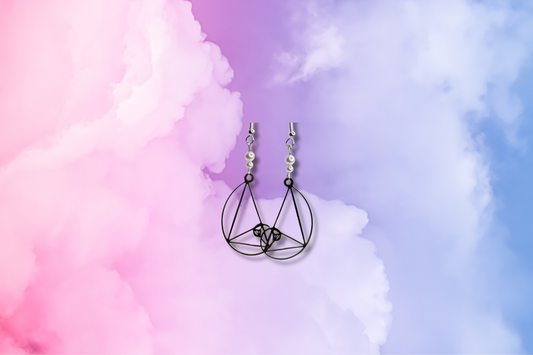 Silver Golden Mean (No Frame) with Pearl Swarovski Earrings