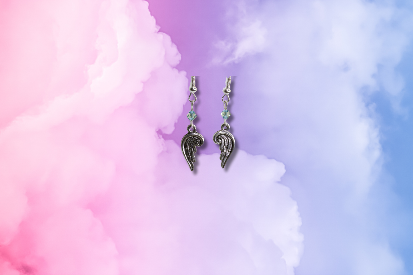 Angel Wings with Blue Swarovski Earrings