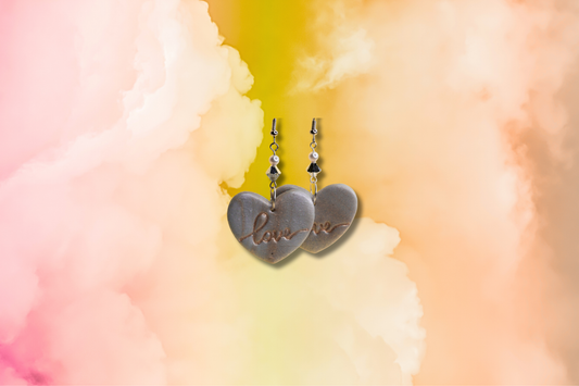 Gold and Silver Love Heart with Silver and Pearl Swarovski Earrings