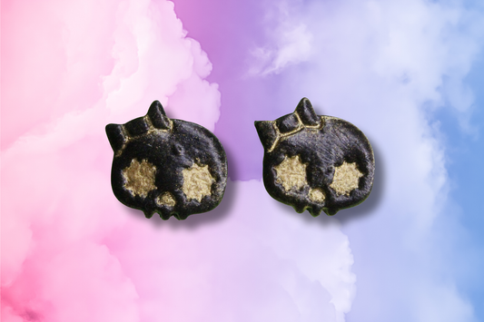 Black and Gold Skull Girl Studs