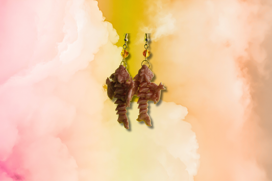Bronze 3D Dragon with Fire Swarovski Earrings