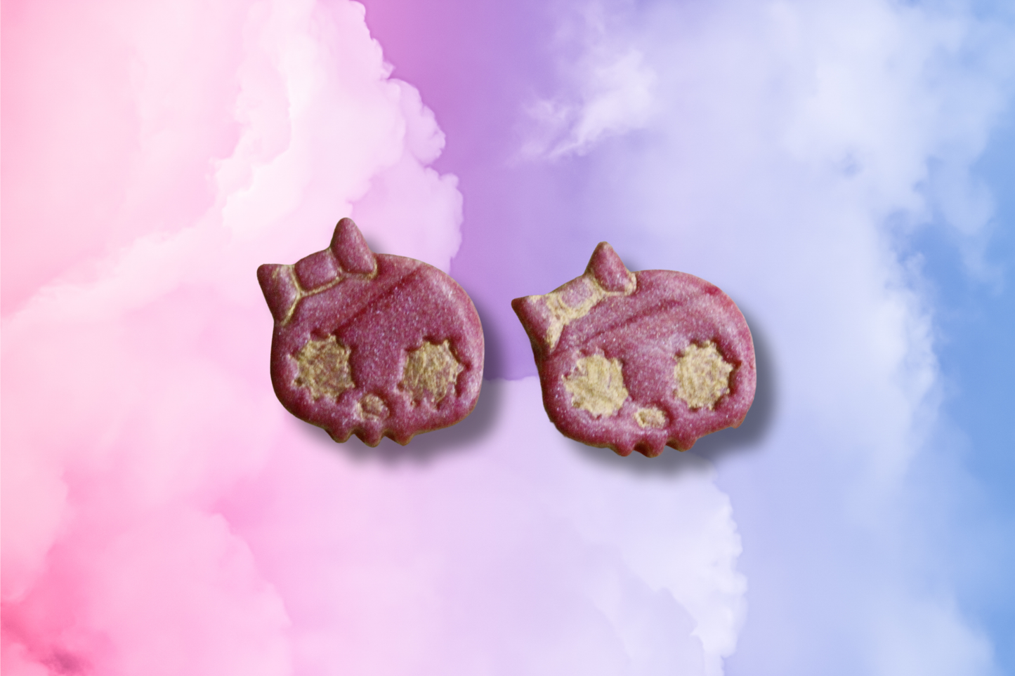 Pink and Gold Skull Girl Studs