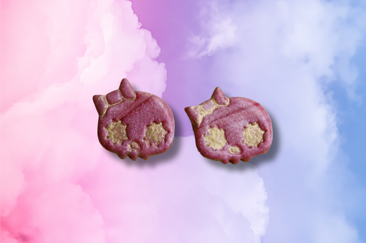 Pink and Gold Skull Girl Studs