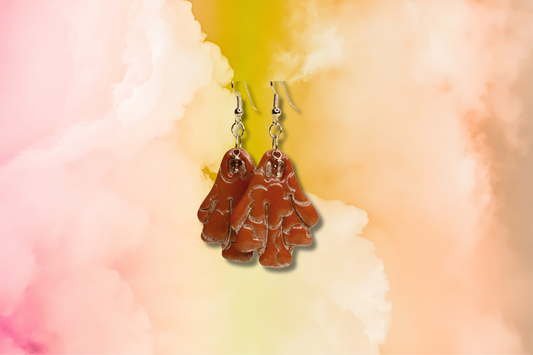 Orange Flower Ghost with Amber Swarovski Earrings