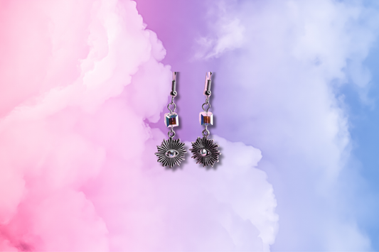 Divine Eye with Rainbow Square Swarovski Earrings