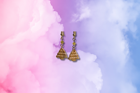 Gold and White Xmas Tree with Yellow Swarovski Earrings
