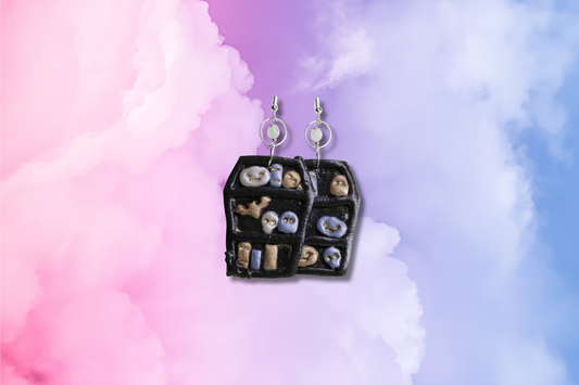 Black Witches Shelf with Moonstone Earrings