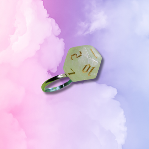 Sparkly White D12 Dice Ring