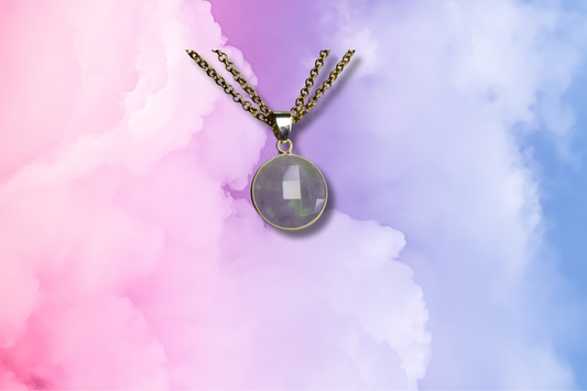 Amethyst Circle on Double Chain Necklace