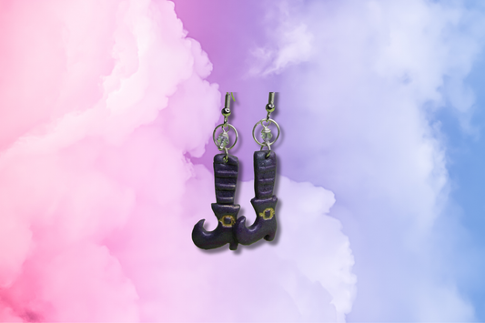 Purple Witches Boots with Purple Swarovski Earrings