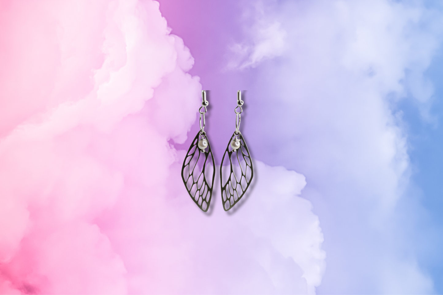 Cicada Wing with Pearl Swarovski Earrings