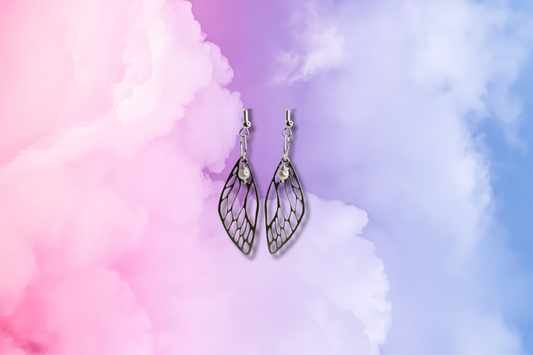 Cicada Wing with Pearl Swarovski Earrings