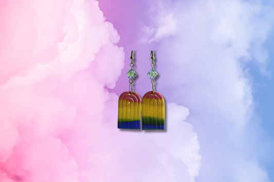 Rainbow with Large Blue Swarovski Earrings