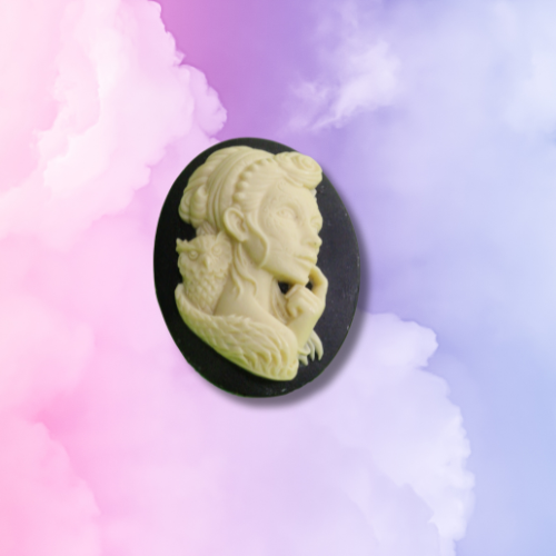 Lady with Owl Cameo Large Ring