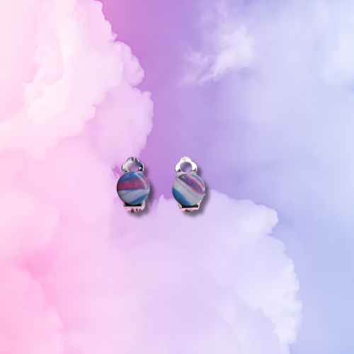 Blue, White and Pink Trans Circle Clip-On