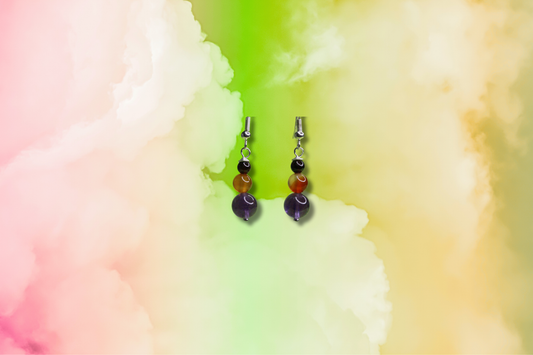 Amythest, Carnelian, Garnet Gemstone Stack Earrings