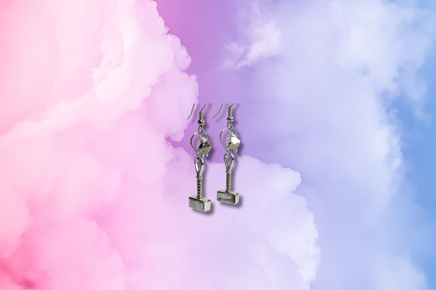 Hammer with Silver Swarovski Earrings