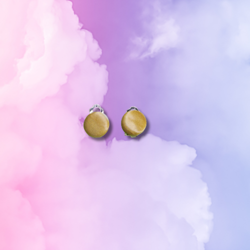 Gold and White Circle Clip-On