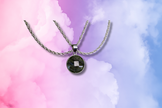Labradorite Circle on Double Chain Necklace