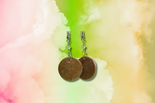 Gold and Silver Circle on Clear Bead Chain Earrings
