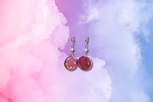 Pink Boobs on Pink Bead Chain Earrings