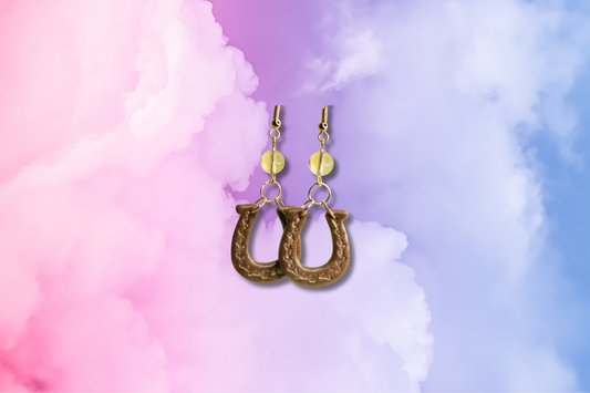 Gold Horseshoe and Citrine Earrings