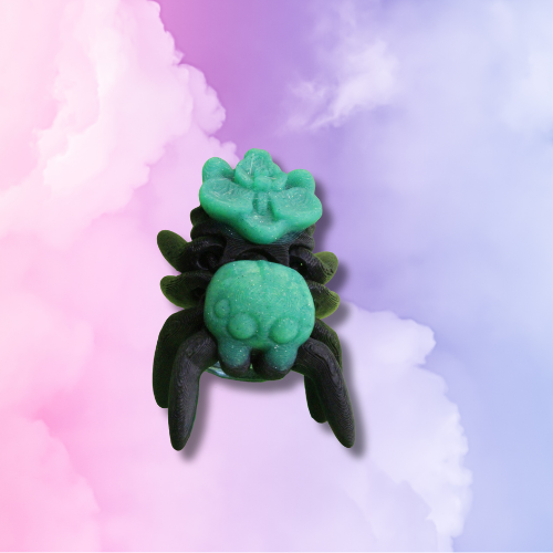 Orchid Butt Black and Green Sparkly Spider Ring