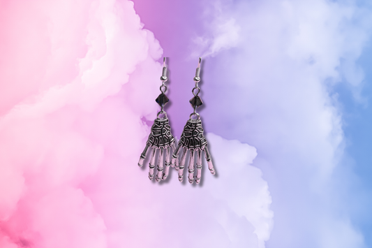 Skeleton Hands with Purple Swarovski Earrings