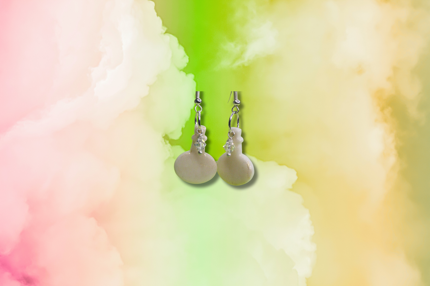 Glow in the Dark Bottle with Clear AB Swarovski Earrings