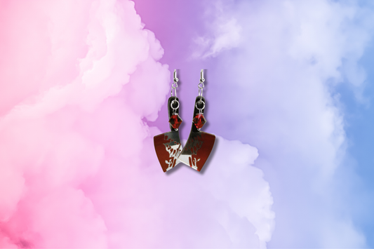 Bloody Cleaver with Large Red Swarovski Earrings