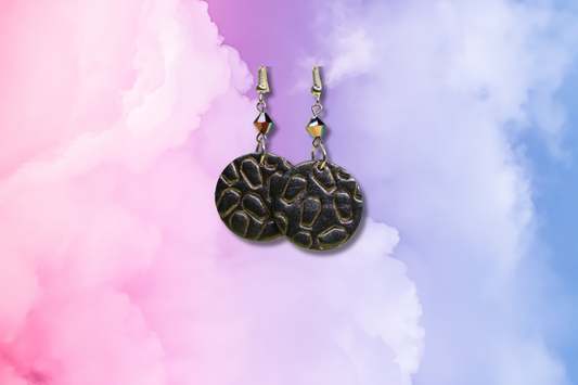Black Circle Coffins with Black Multicolor Swarovski Earrings