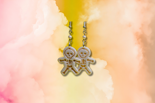 White Skeleton with Pearl Swarovski Earrings