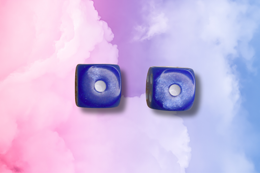 Blue Shimmer Dice Earring Studs
