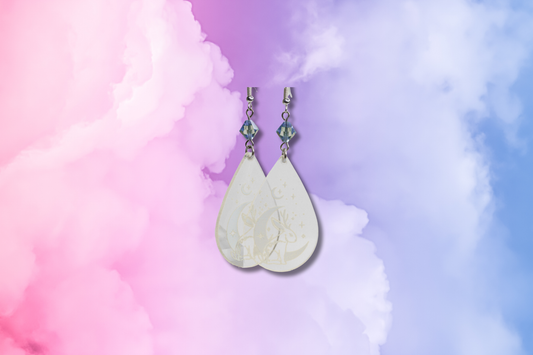 Jackalope Drop with Large Blue Swarovski Earrings