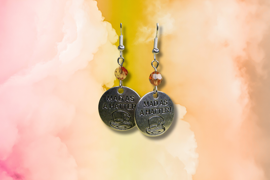 MAD AS A HATTER! Circle with Fire Swarovski Earrings
