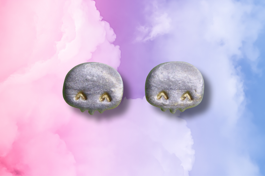 Silver Happy Skull Studs